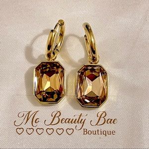 Champagne Crystal Hoops